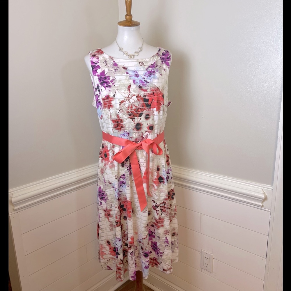 SLNY SL Fashions New York Pretty Floral Dress 14 FREE SHIP - Picture 1 of 5